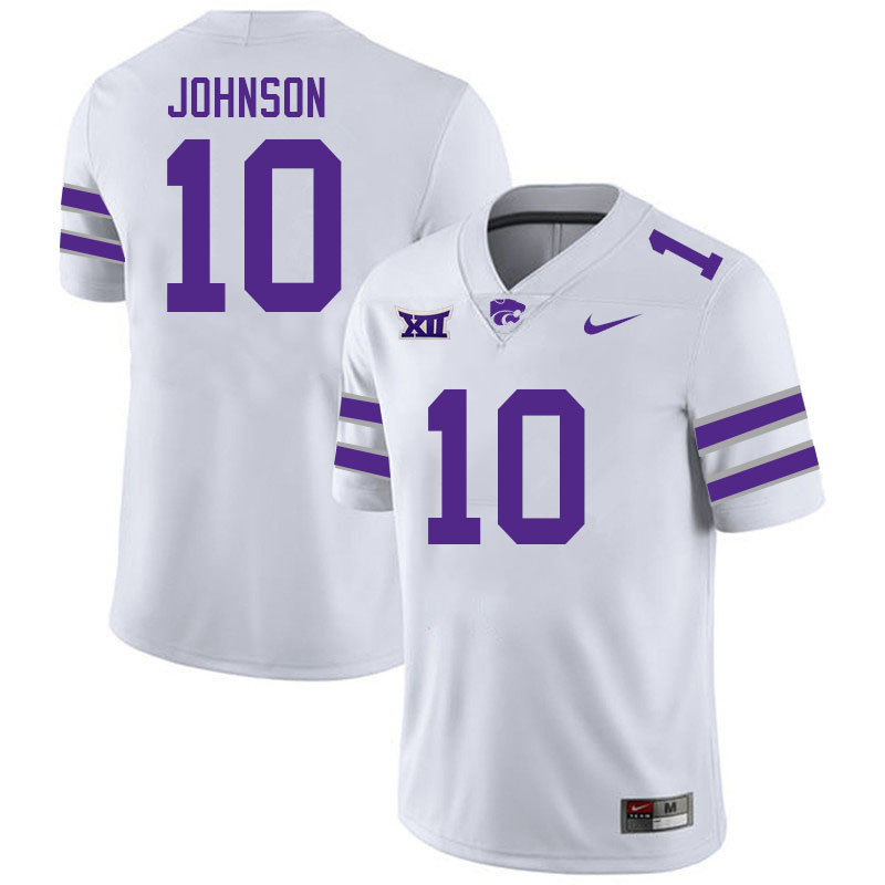 #10 Keagan Johnson Kansas State Wildcats Fotball Jerseys Stitched Sale-White